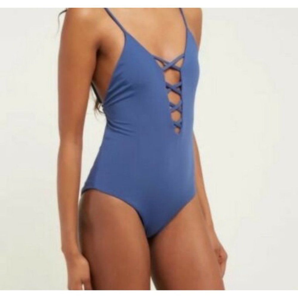 NWT MARA HOFFMAN SIONA pacific blue CUT-OUT Swimsuit medium